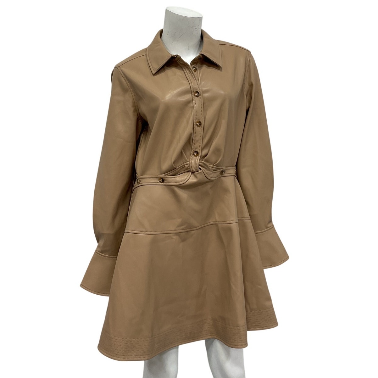 Simkhai Vegan Beige Elias Shirt Dress Size 12 Nwt